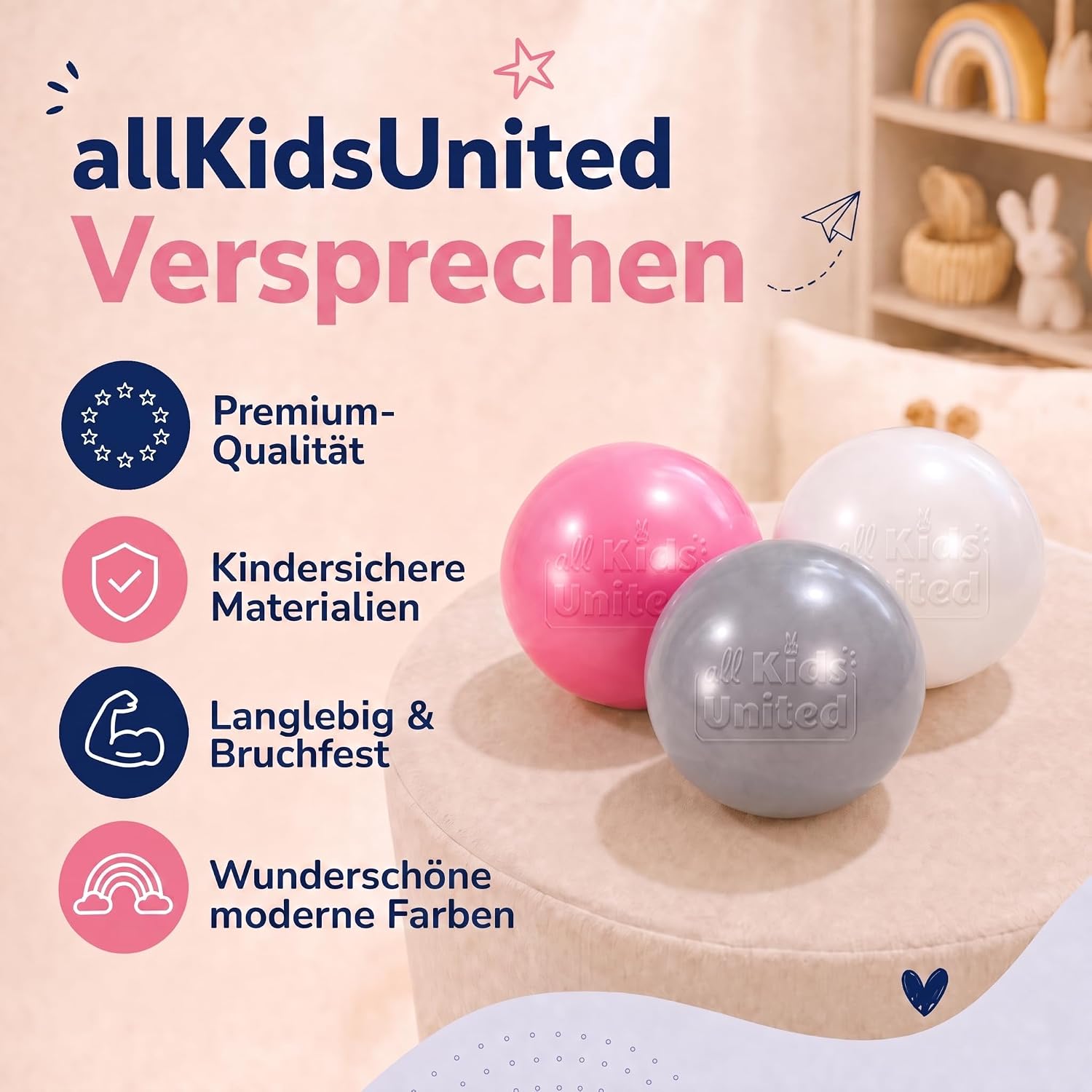 Bällebad Bälle 100er Set - Robuste 6 cm Spielbälle für Kinder