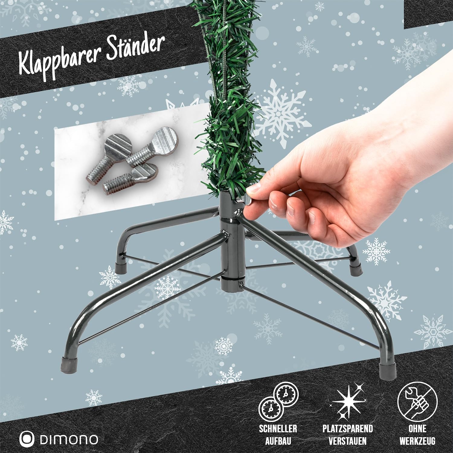 Künstlicher Weihnachtsbaum 180cm - Dichter Tannenbaum mit Ständer