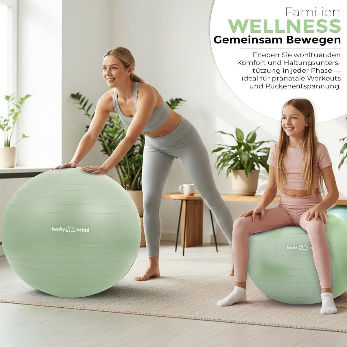 Body & Mind Gymnastikball mit Pumpe - Anti-Burst Pilates & Sitzball