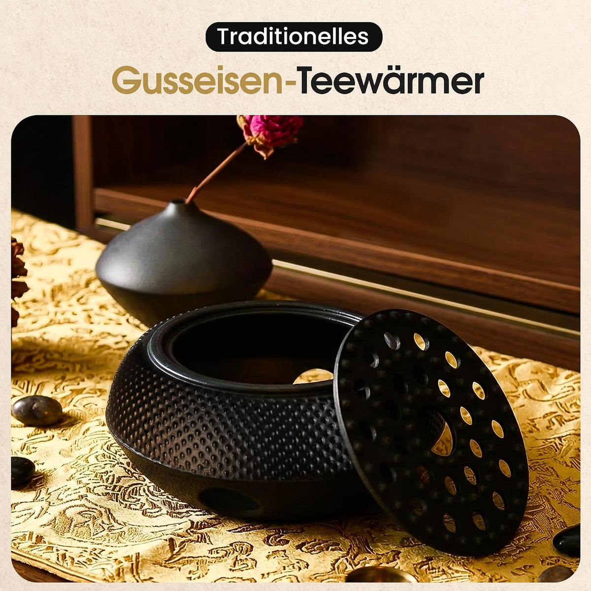 Teewärmer aus Gusseisen - Traditionelles Stövchen für Teekannen