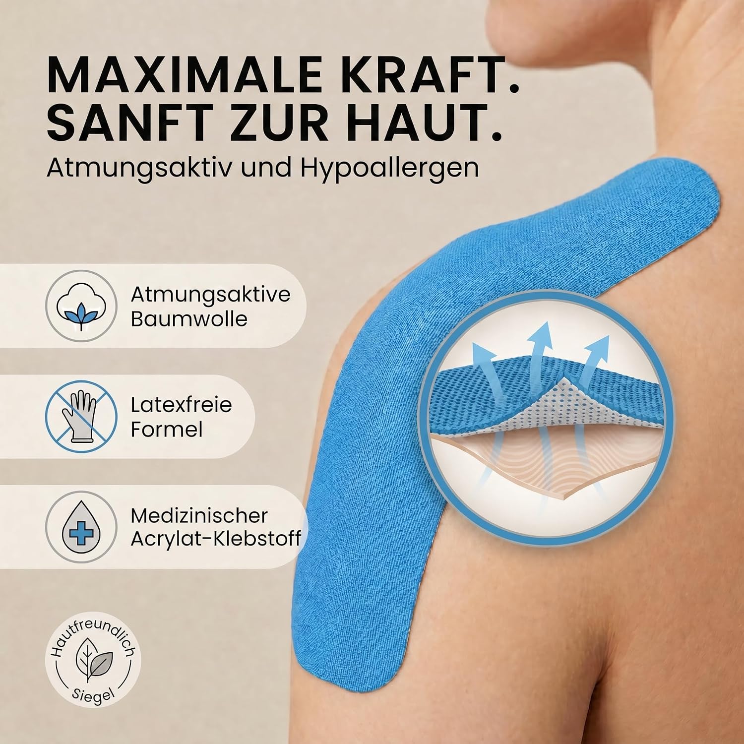 Kinesiologie-Tape 5cm x 5m – Elastisches Physio-Sporttape