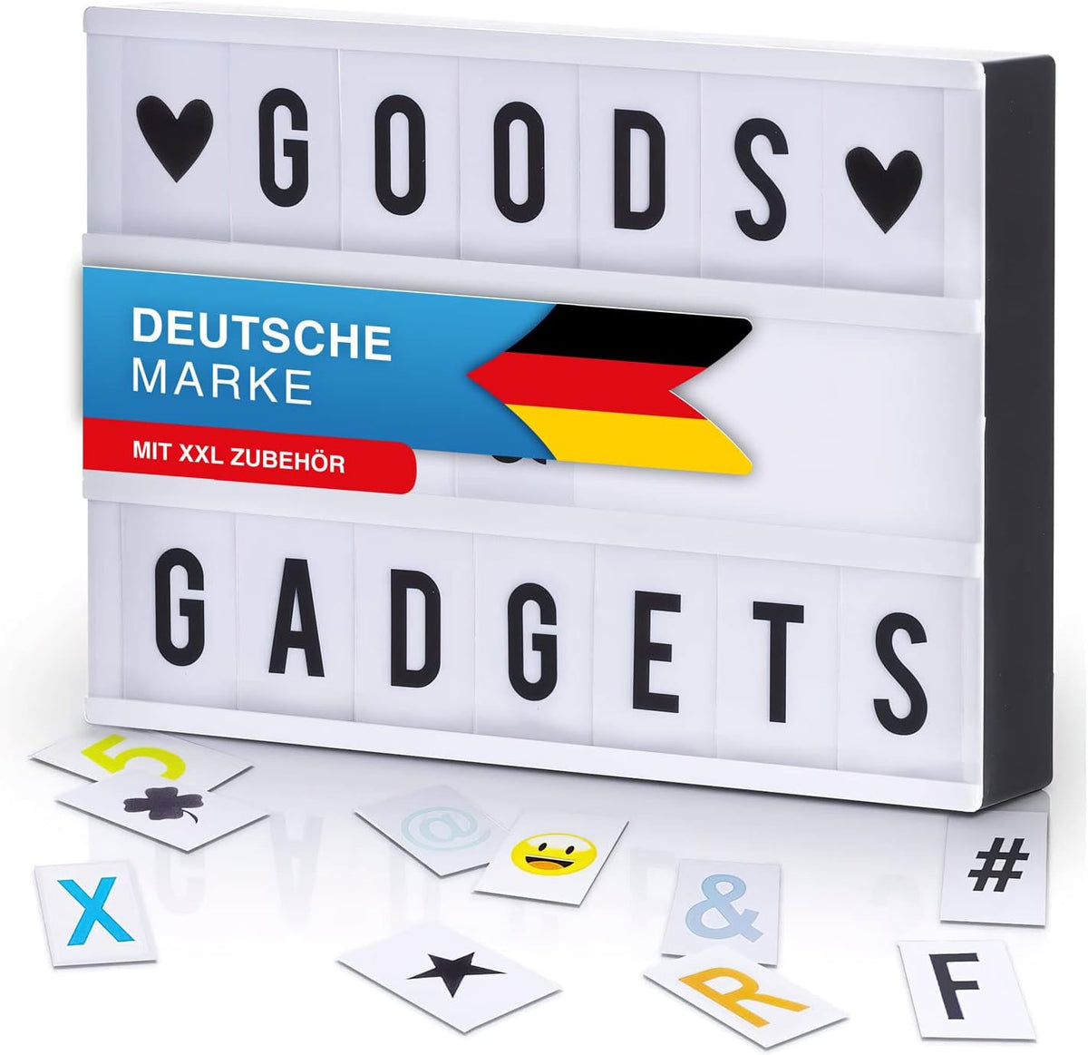 LED Lichtbox A4 – Leuchtkasten mit 204 Buchstaben & Symbolen