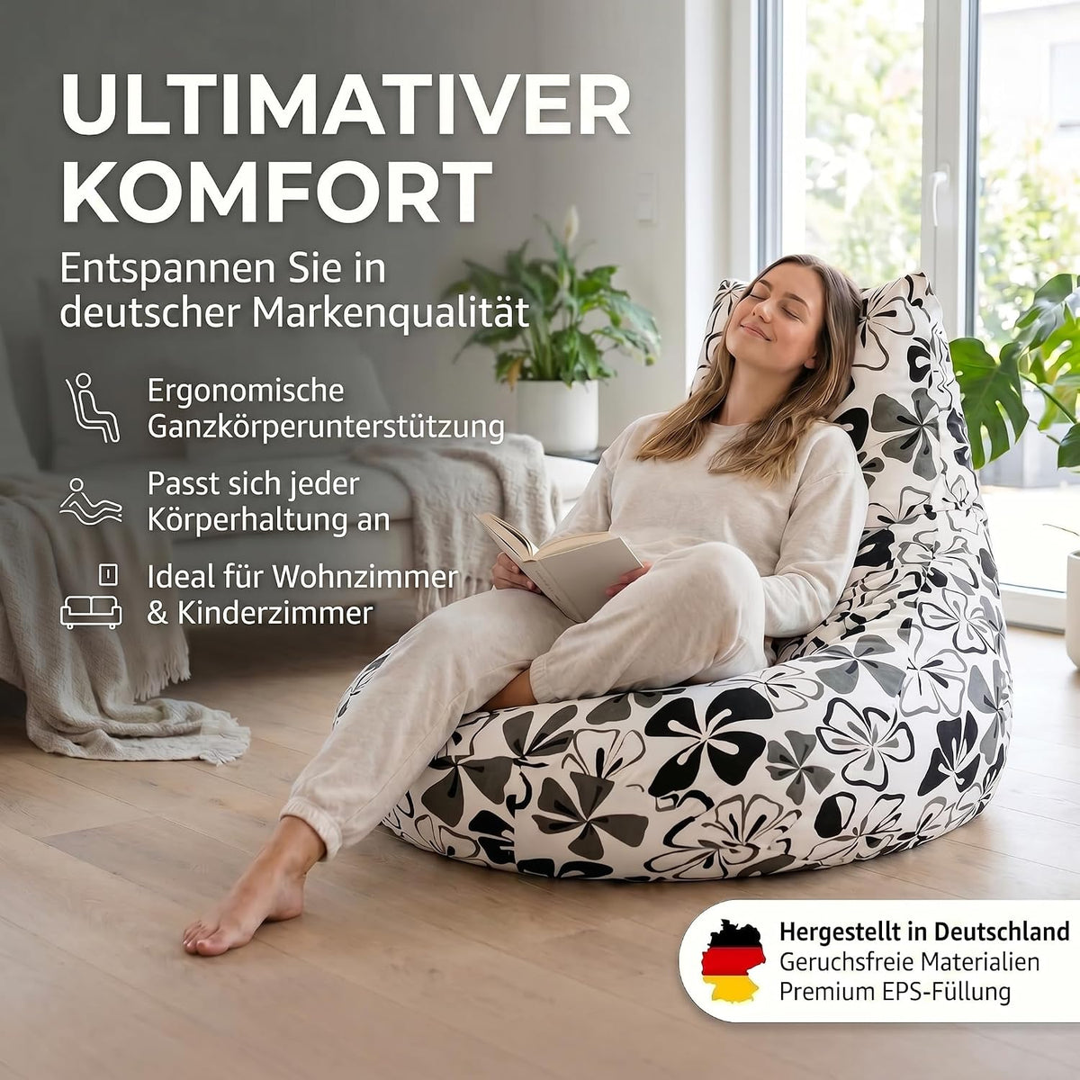 Smoothy Sitzsack Hawaii – XXL Beany Lounge Chair & Sitzkissen