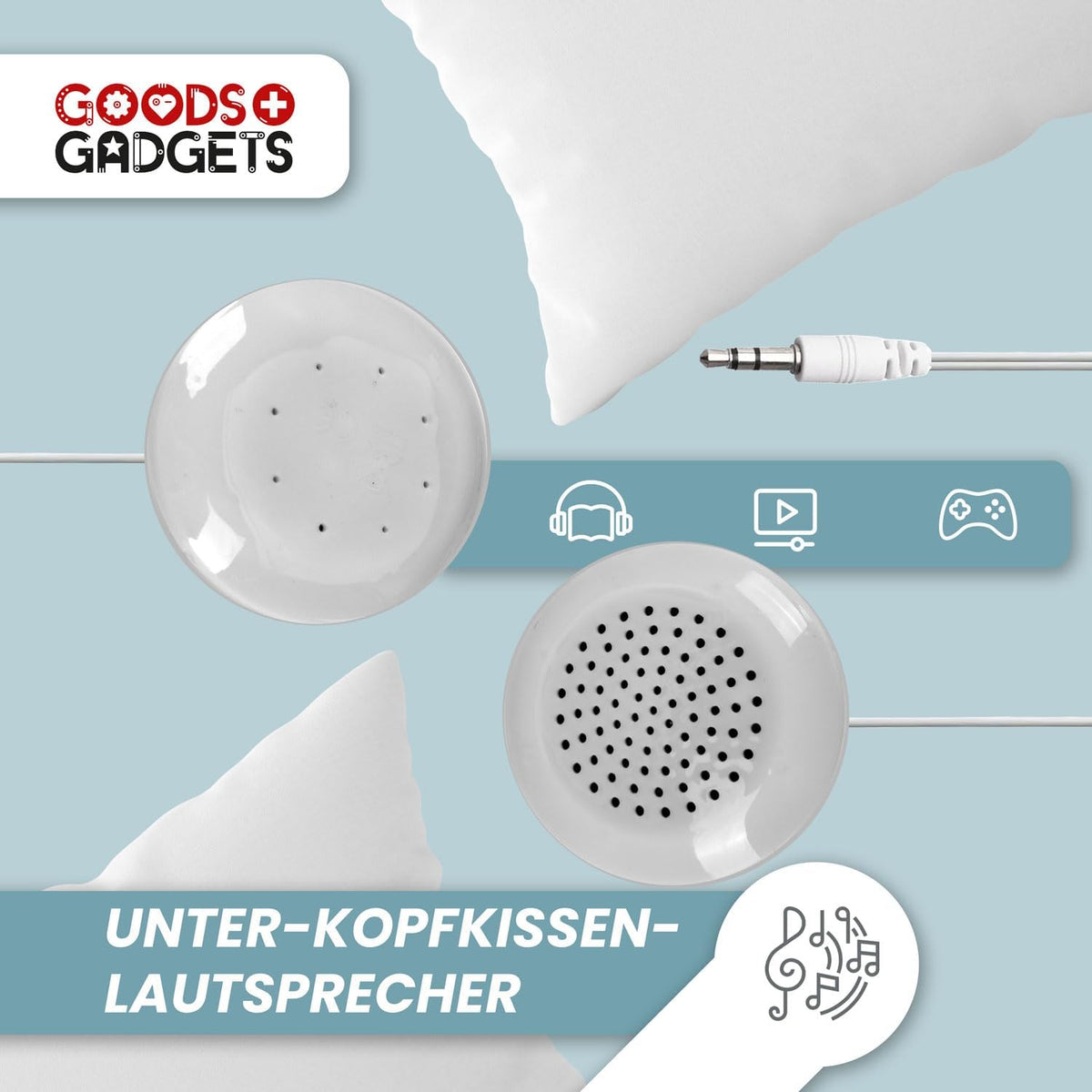 Kissenlautsprecher zum Einschlafen - Flach & Diskret (3,5mm Klinke)
