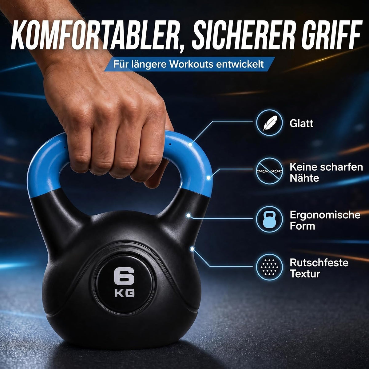 Kettlebell Kugelhantel Deluxe 2-20 kg – Bodenschonendes Krafttraining