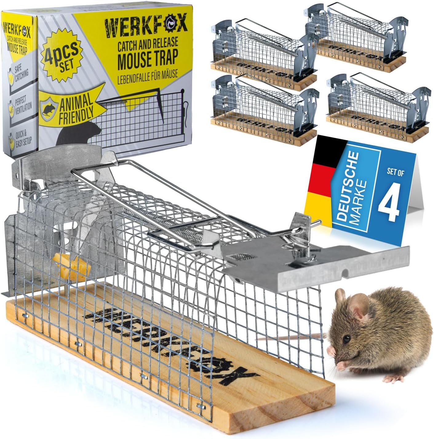Tierfreundliche Mausefalle 4er Set – Humane Lebendfalle