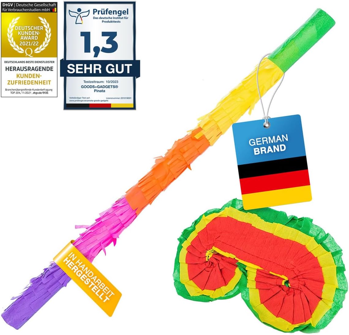 Pinata-Zubehör Set: Stab zum Schlagen & Augenmaske für Partys