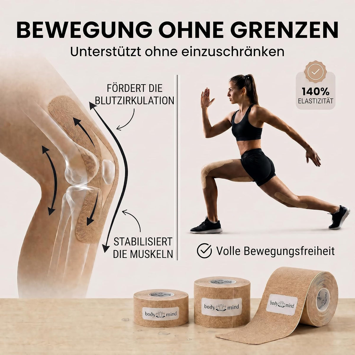 Kinesiologie-Tape 2,5cm - Elastisches Sporttape für Physiotherapie