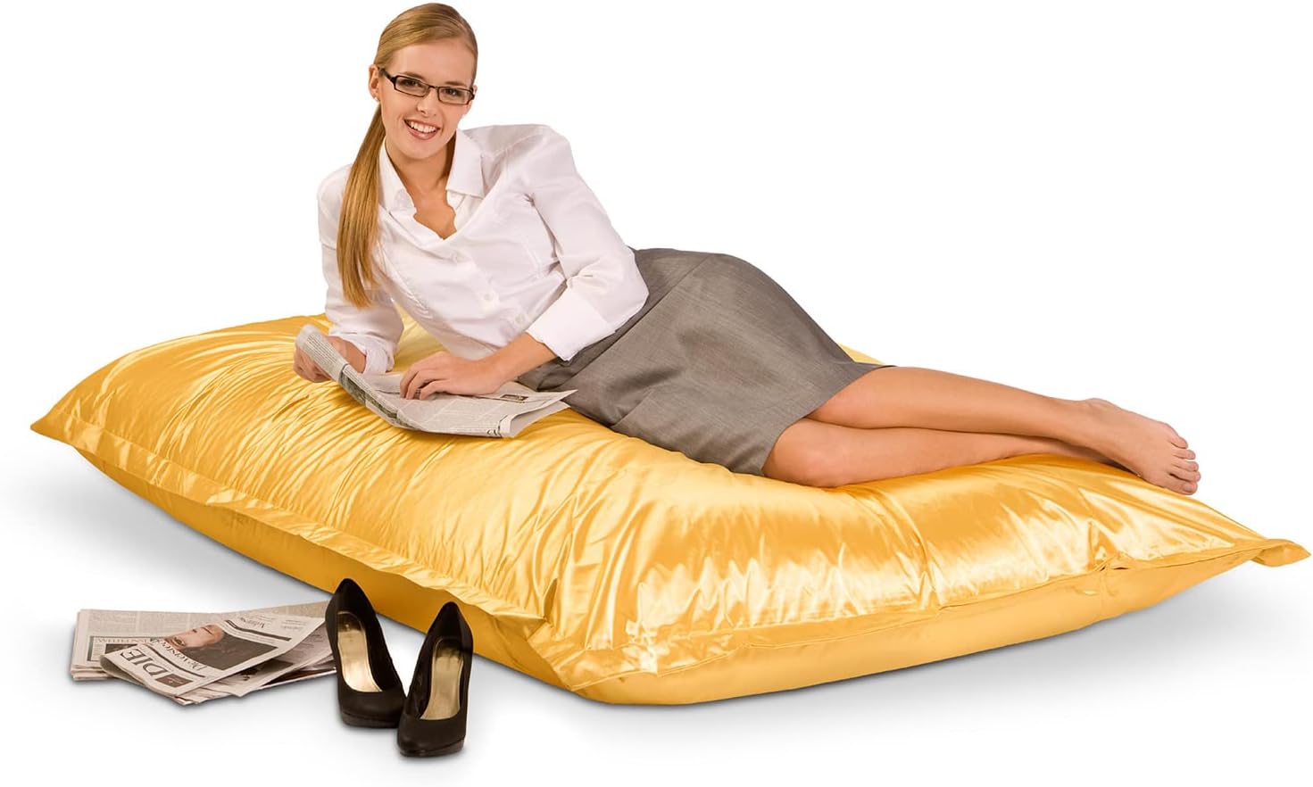 Smoothy XXL Sitzsack Metallic Gelbgold – 180x140cm Lounge-Sessel