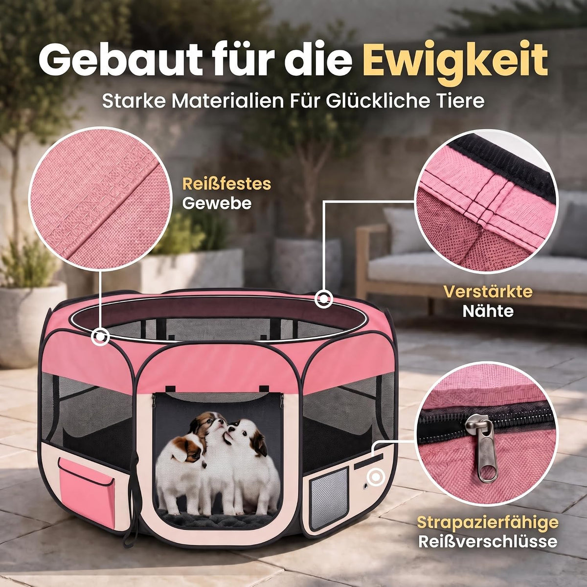 XXL Welpenlaufstall - Faltbares Hundegehege für Innen & Außen