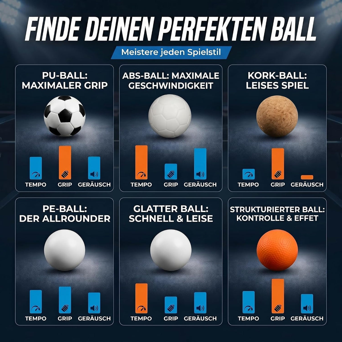 12er Set Profi Kickerbälle - 35mm Tischfußball-Bälle für Kickertische