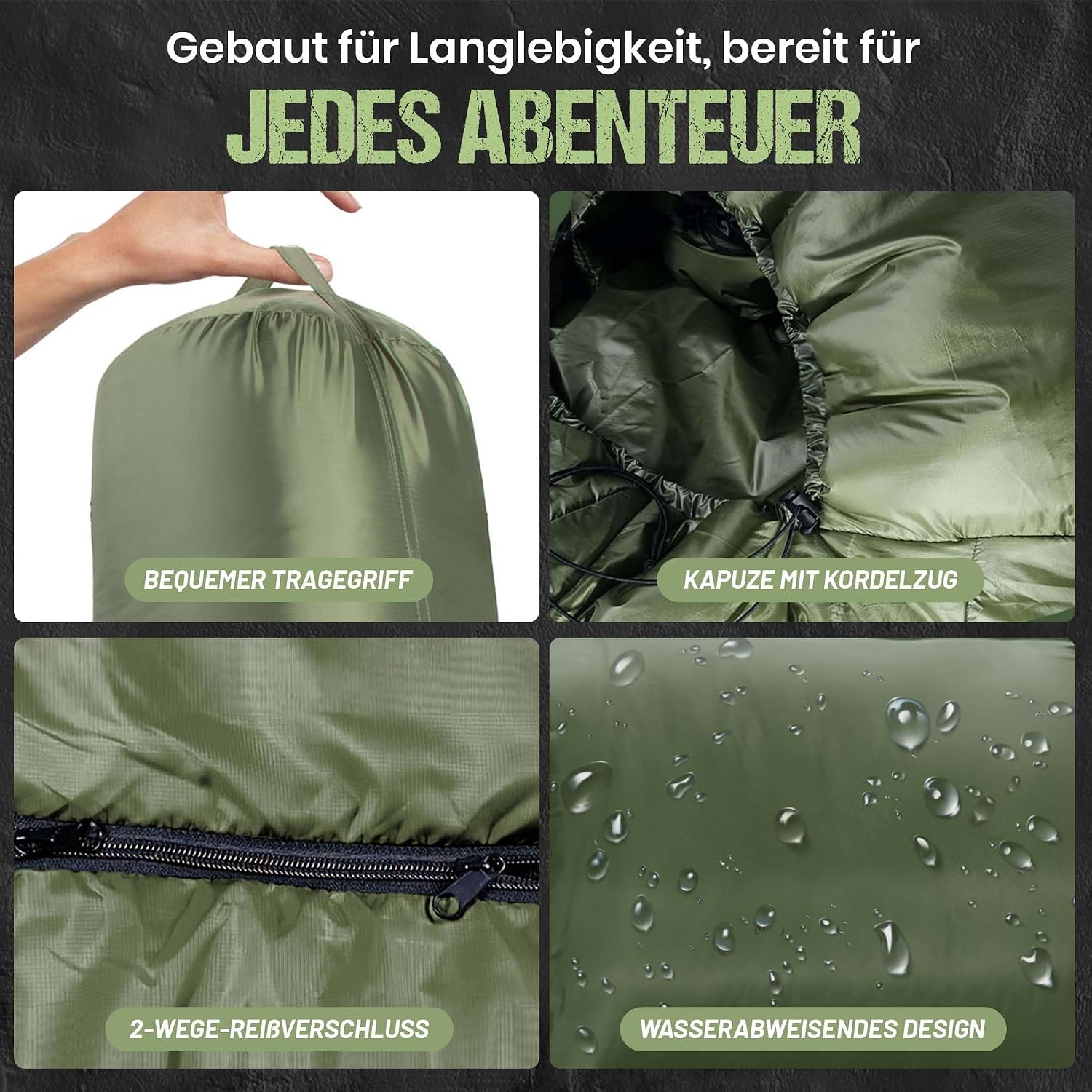 Mumienschlafsack bis -13°C - Kompakter Outdoor-Schlafsack für Camping