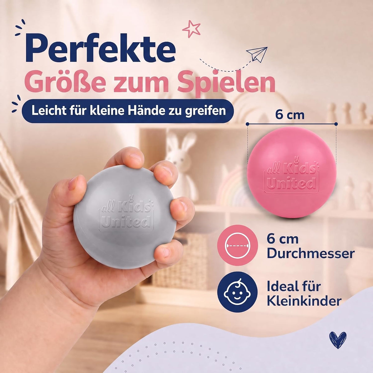 Bällebad Bälle 100er Set - Robuste 6 cm Spielbälle für Kinder