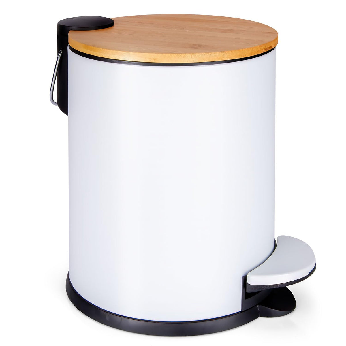 Kosmetikeimer Bambus Weiß - 3L/5L Treteimer mit Soft-Close
