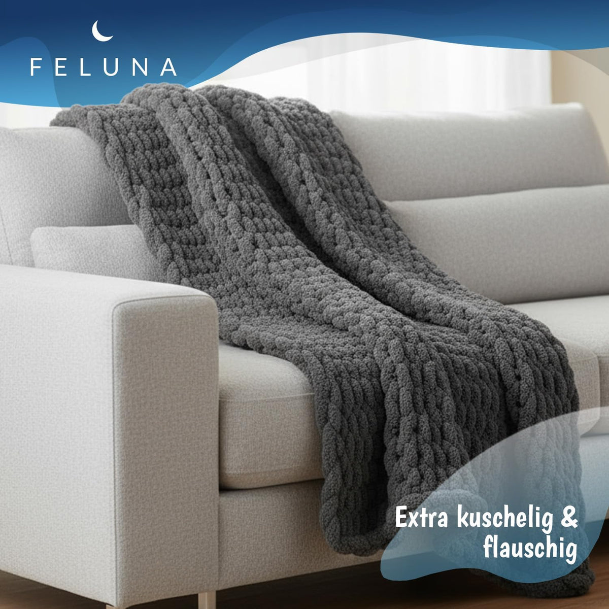 Feluna Grobstrickdecke Dunkelgrau #Farbe_Dunkelgrau