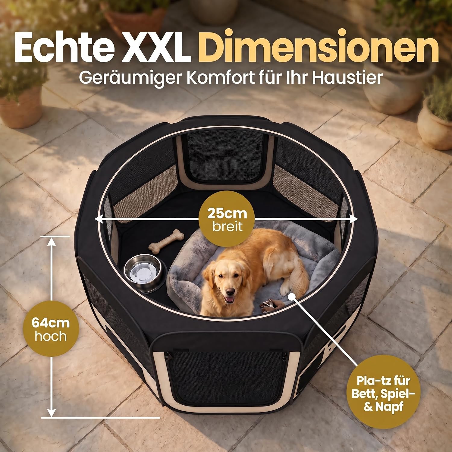 XXL Welpenlaufstall - Faltbares Hundegehege für Innen & Außen