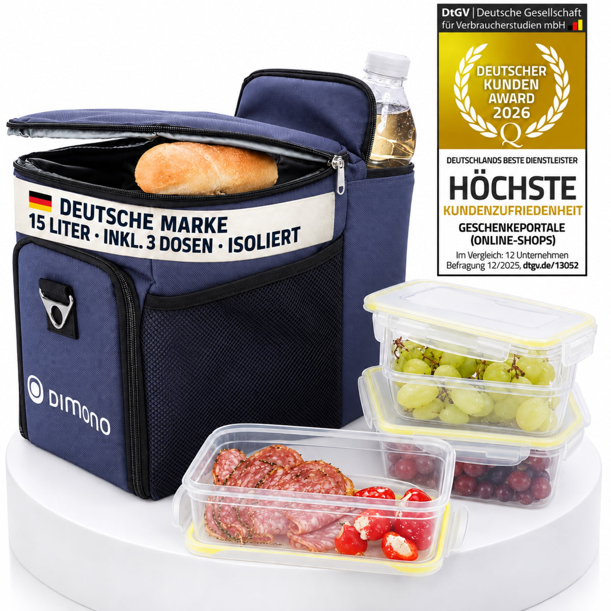 Dimono Kühltasche 15L Set inkl. 3 Frischhaltedosen #Farbe_Blau