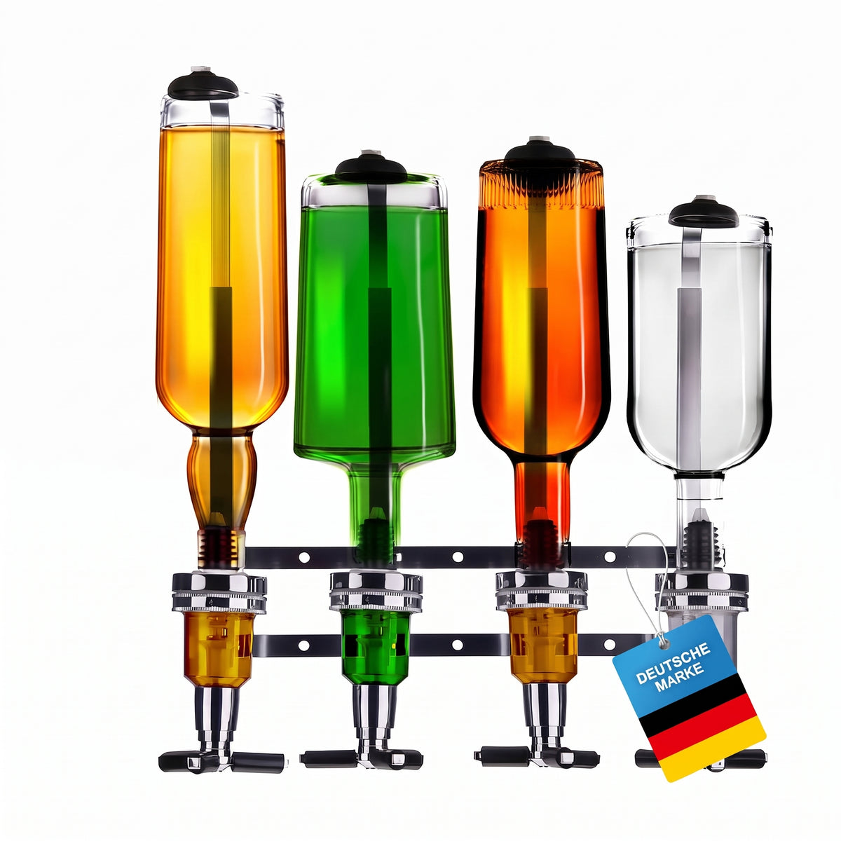 4-fach Wand-Spirituosenspender - Hochwertiger Bar-Butler & Portionierer #Variante_4-fach Wandmontage