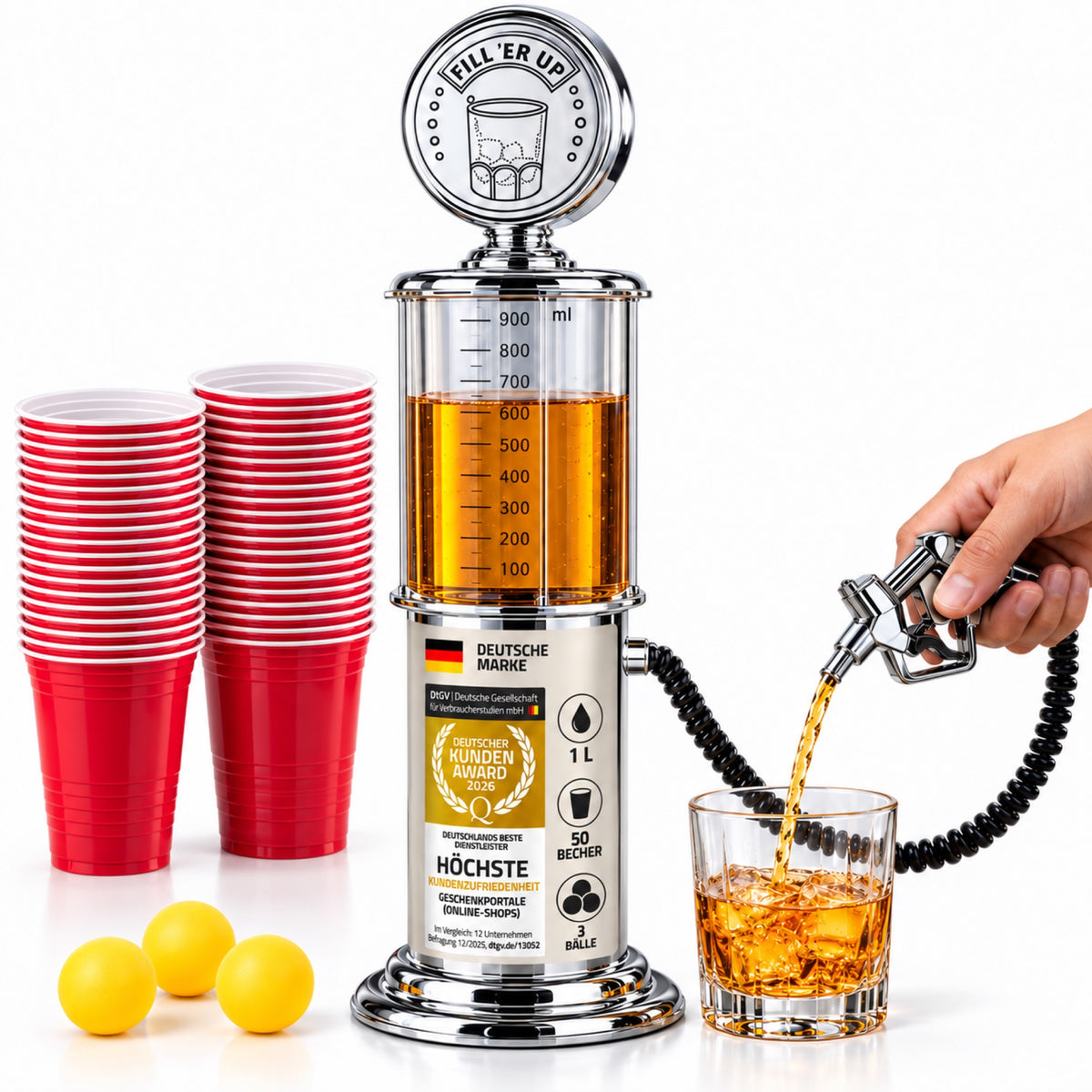 Retro Getränkespender Set 50 Becher 3 Bälle Bild 3 #Variante_Set