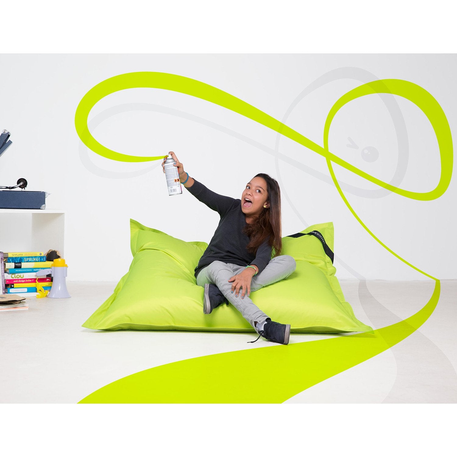 Smoothy-Sitzkissen-Junior-Neon-Gelb-Gruen