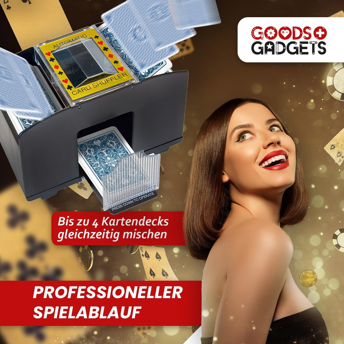 Automatischer Kartenmischer für 2 Decks - Elektrische Mischmaschine