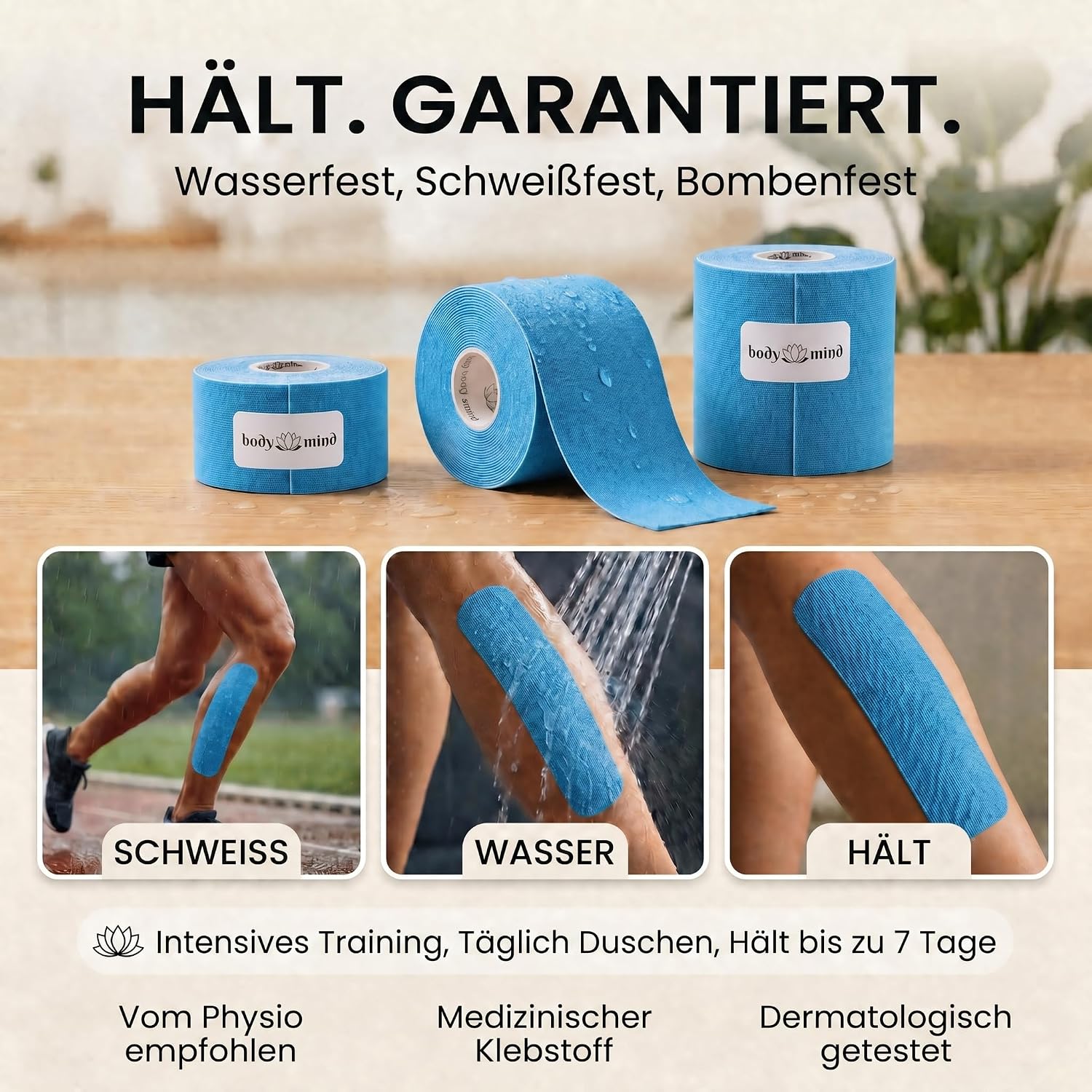 Kinesiologie-Tape 5cm x 5m – Elastisches Physio-Sporttape