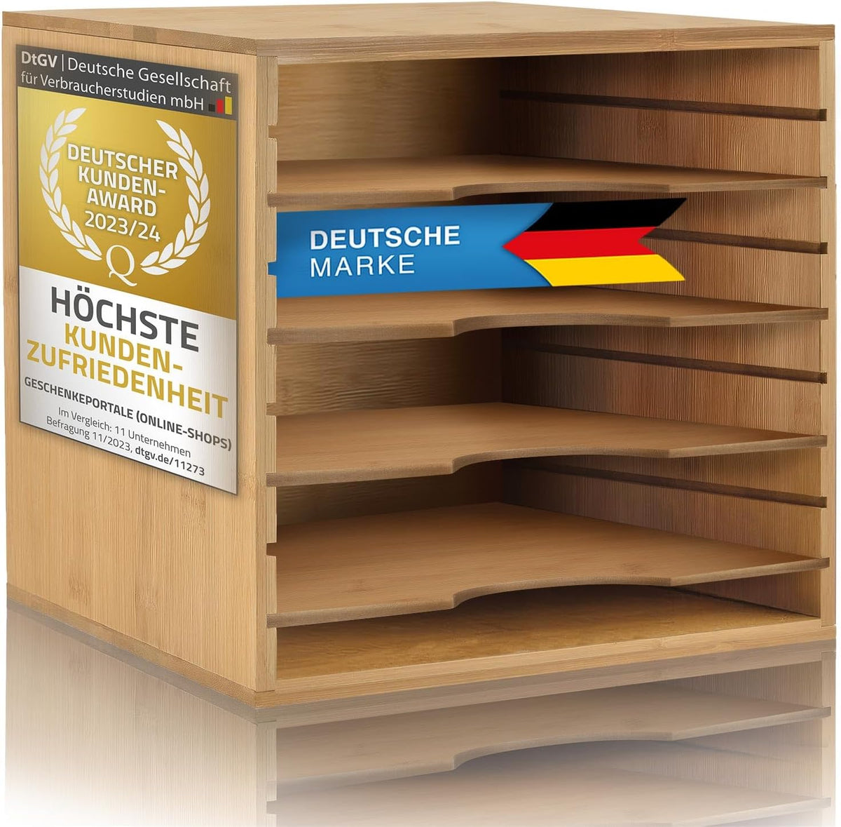 Dokumentenablage Bambus - Schreibtisch-Organizer 5 Fächer