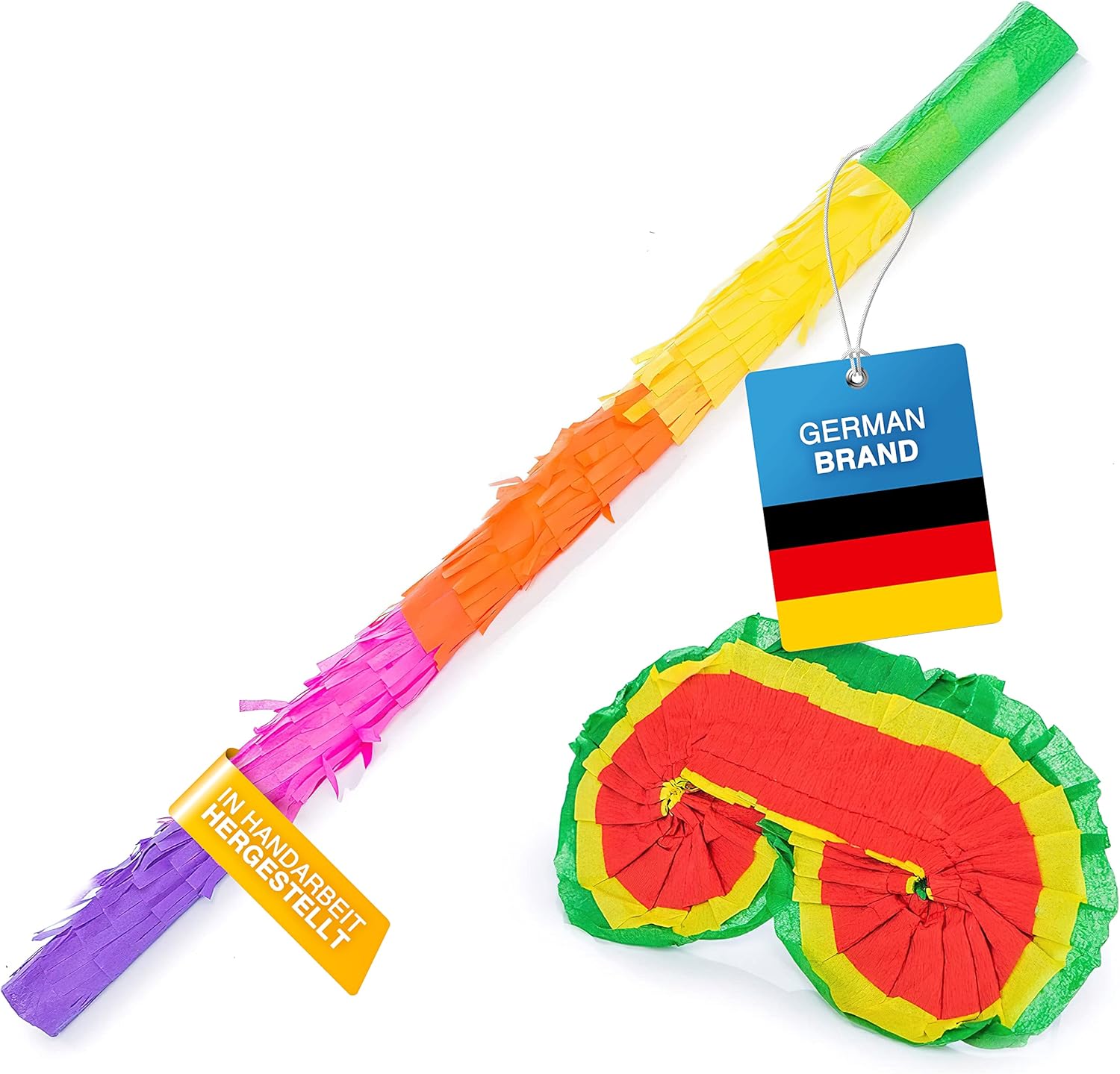 Pinata-Zubehör Set: Stab zum Schlagen & Augenmaske für Partys