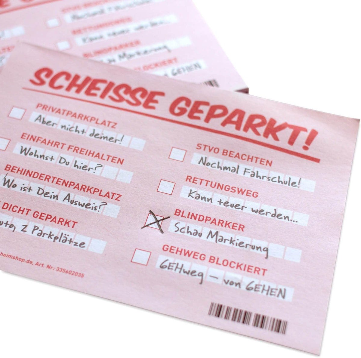 Fake Strafzettel - Scheiße geparkt Notizzettel für Falschparker
