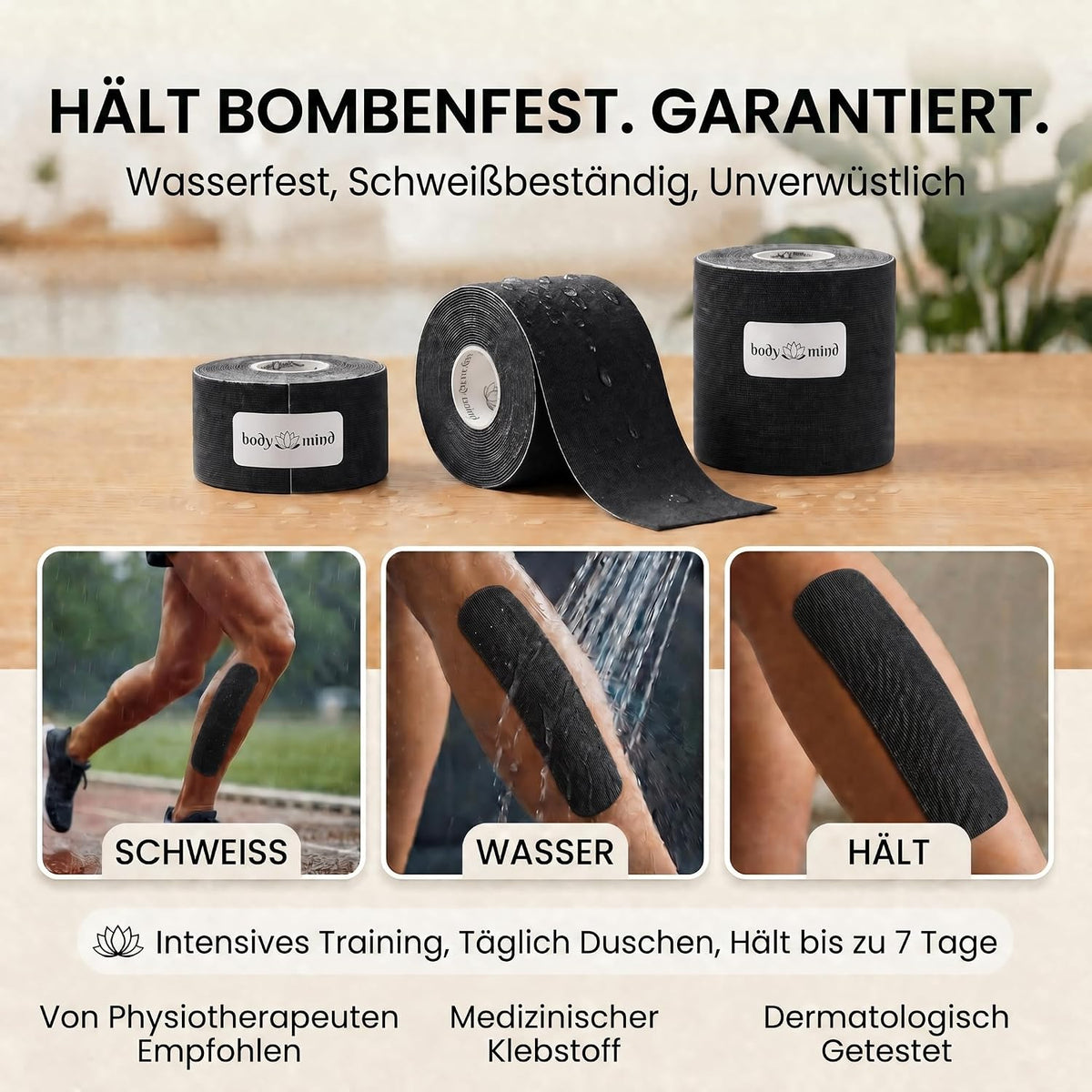 Kinesiologie-Tape 2,5cm - Elastisches Sporttape für Physiotherapie