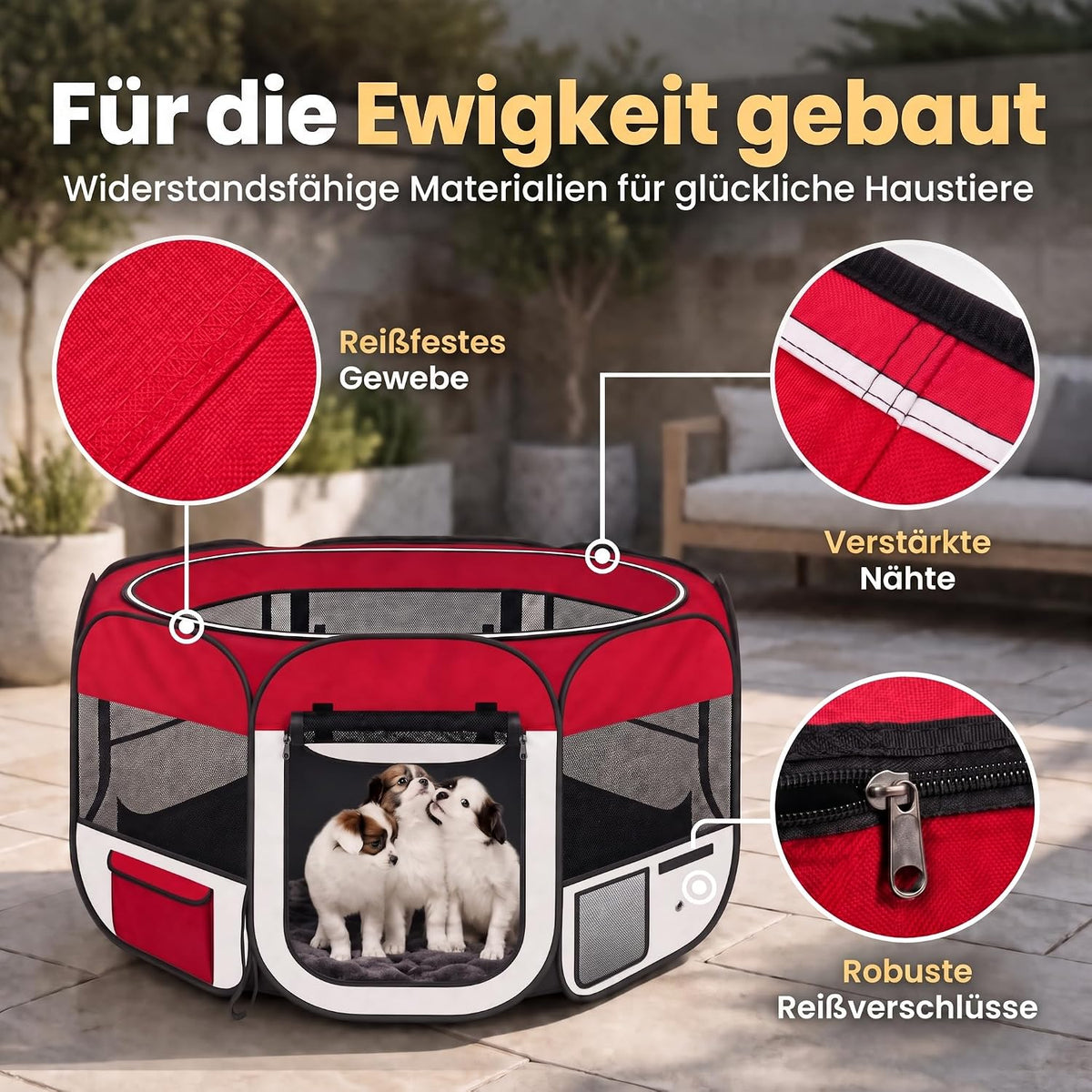 XXL Welpenlaufstall - Faltbares Hundegehege für Innen & Außen