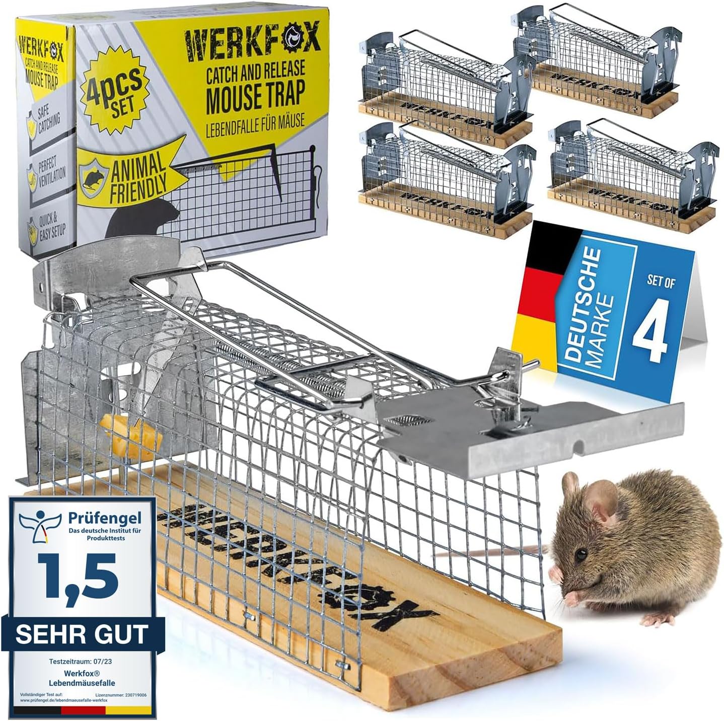 Tierfreundliche Mausefalle 4er Set – Humane Lebendfalle