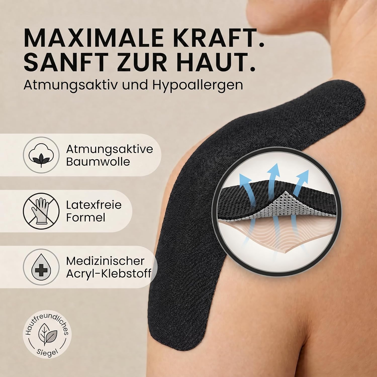 Kinesiologie-Tape 2,5cm - Elastisches Sporttape für Physiotherapie