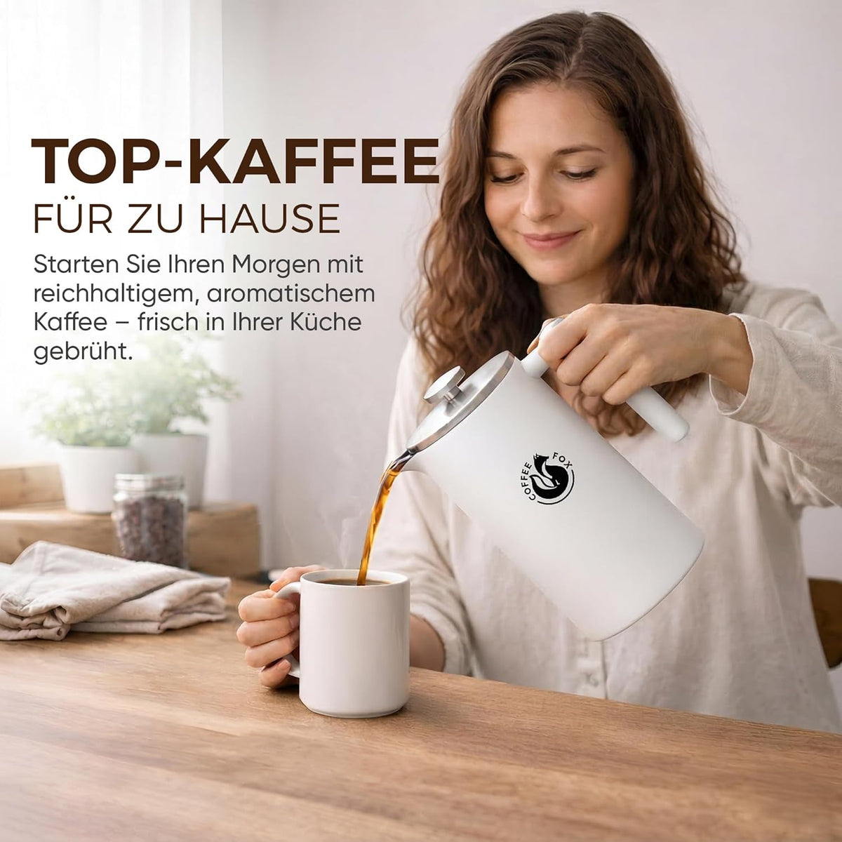 Coffee Fox French Press 1000ml – Doppelwandige Edelstahl Kaffeekanne