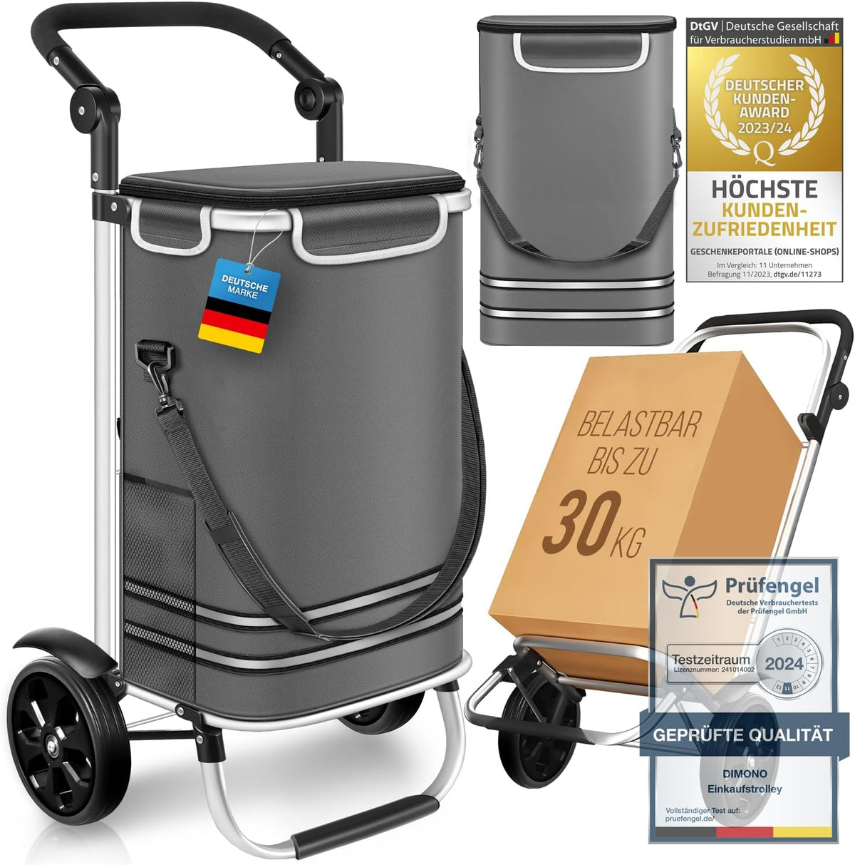 3in1 Einkaufstrolley klappbar 56L – Transportwagen mit Kühlfach
