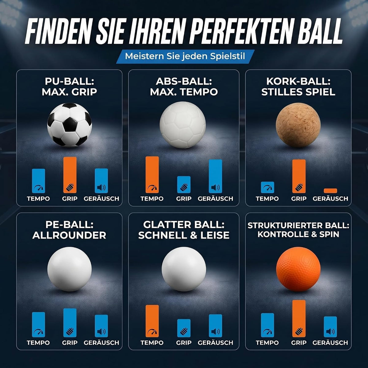 12er Set Profi Kickerbälle - 35mm Tischfußball-Bälle für Kickertische