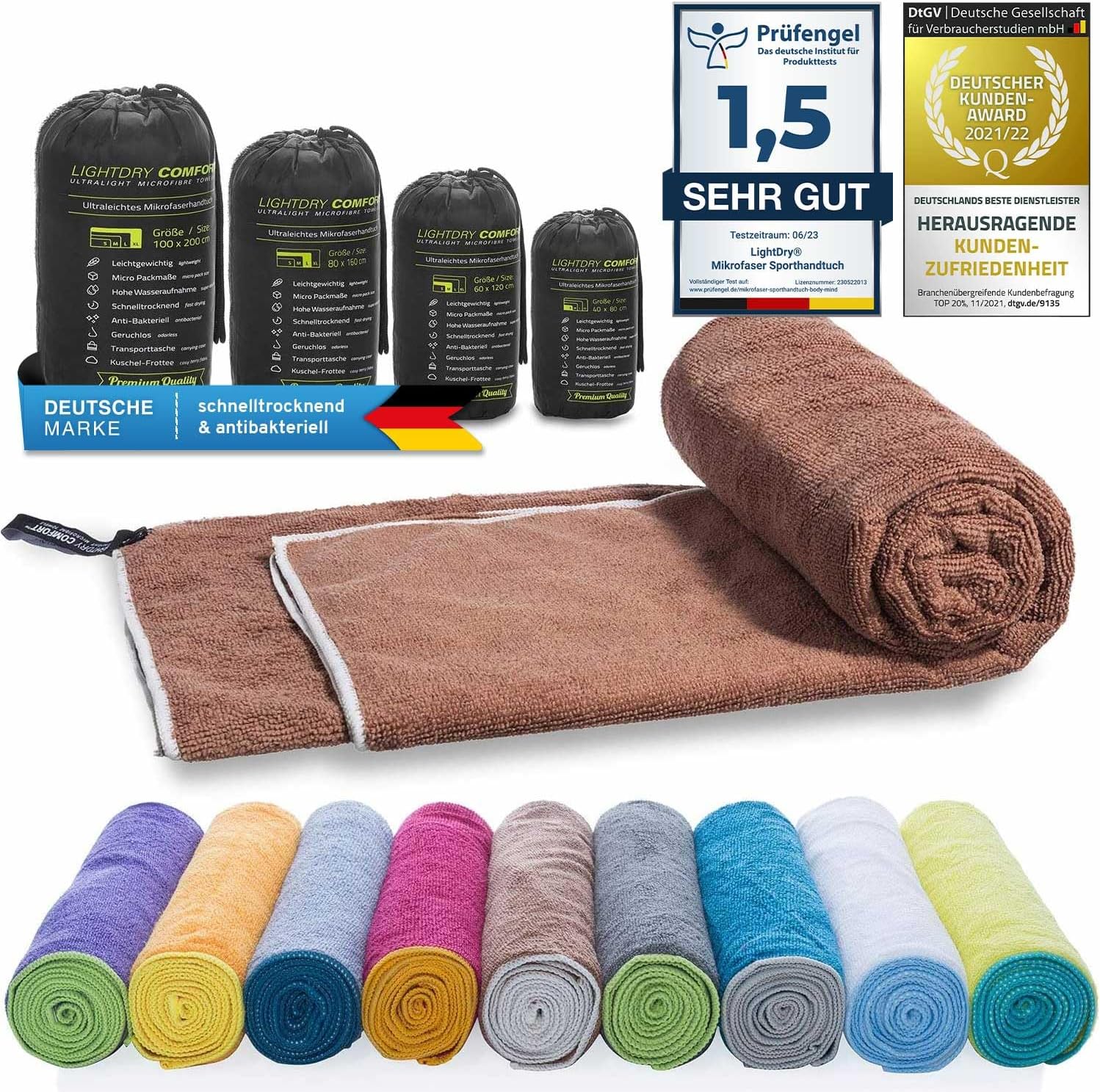 Mikrofaser Reisehandtuch Braun 80x40 cm - Schnelltrocknend & Kompakt