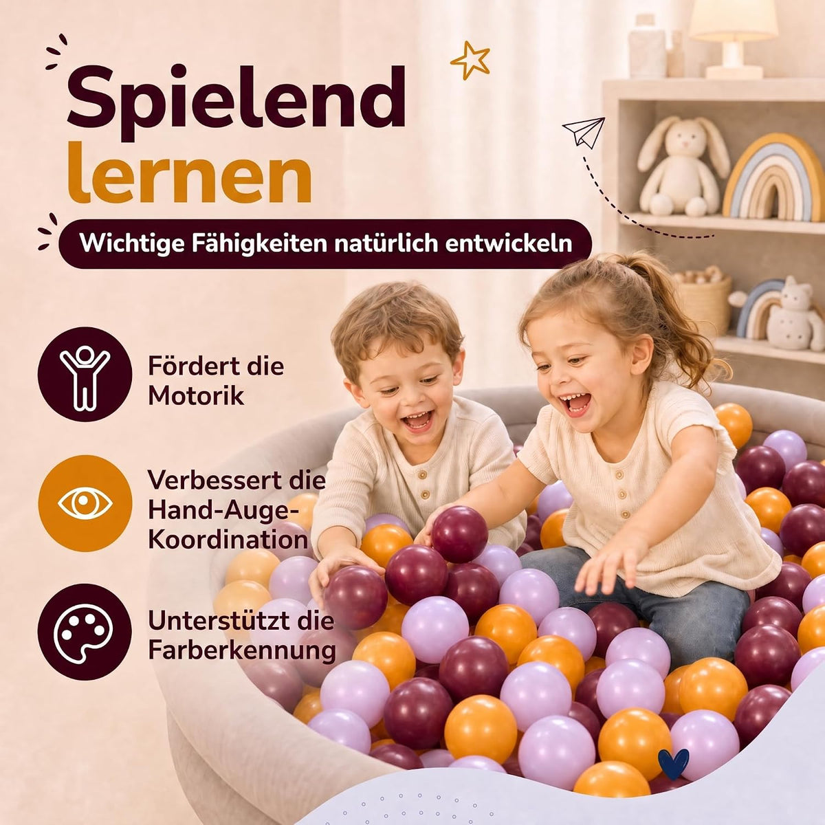 Bällebad Bälle 100er Set - Robuste 6 cm Spielbälle für Kinder