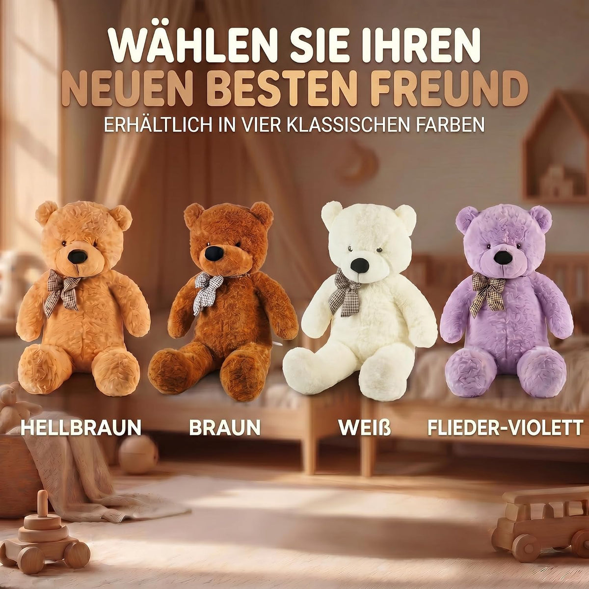 Riesen Teddybär 120 cm XXL – Kuscheliger Plüschbär Hellbraun