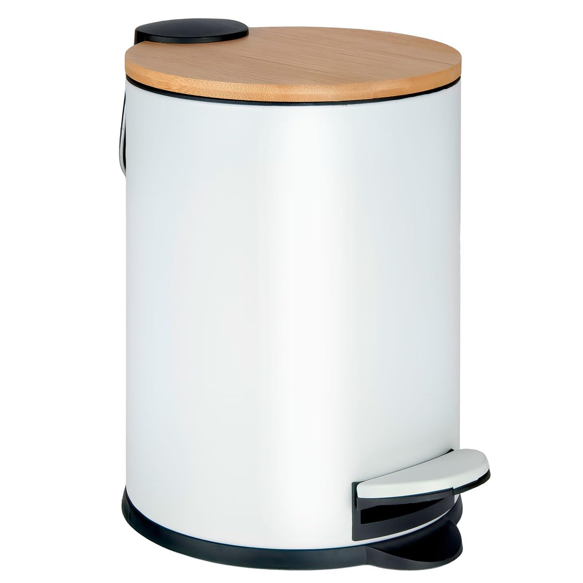 Kosmetikeimer Bambus Weiß - 3L/5L Treteimer mit Soft-Close
