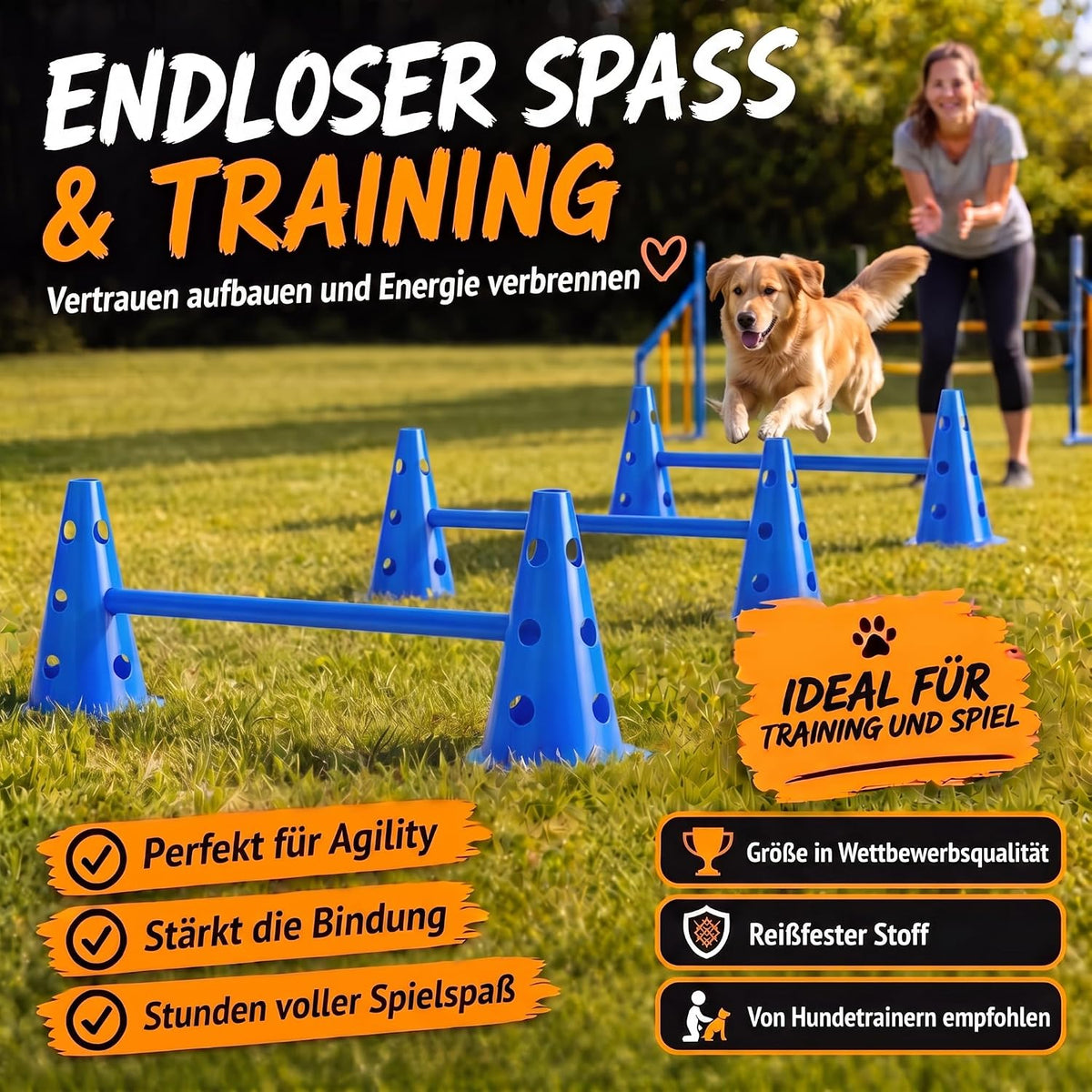Hunde Agility Tunnel Set 500 cm - Spieltunnel mit Hürden