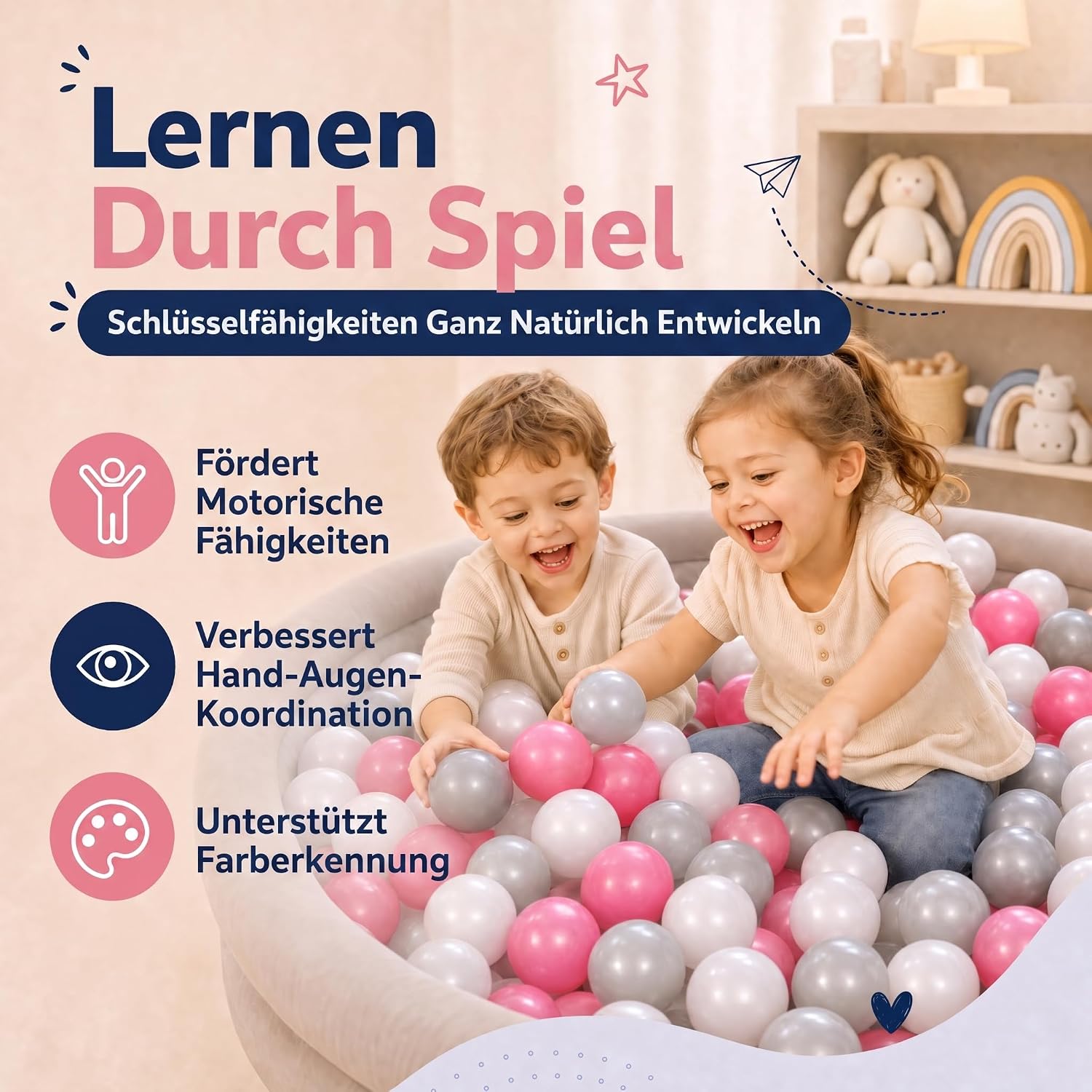 Bällebad Bälle 100er Set - Robuste 6 cm Spielbälle für Kinder