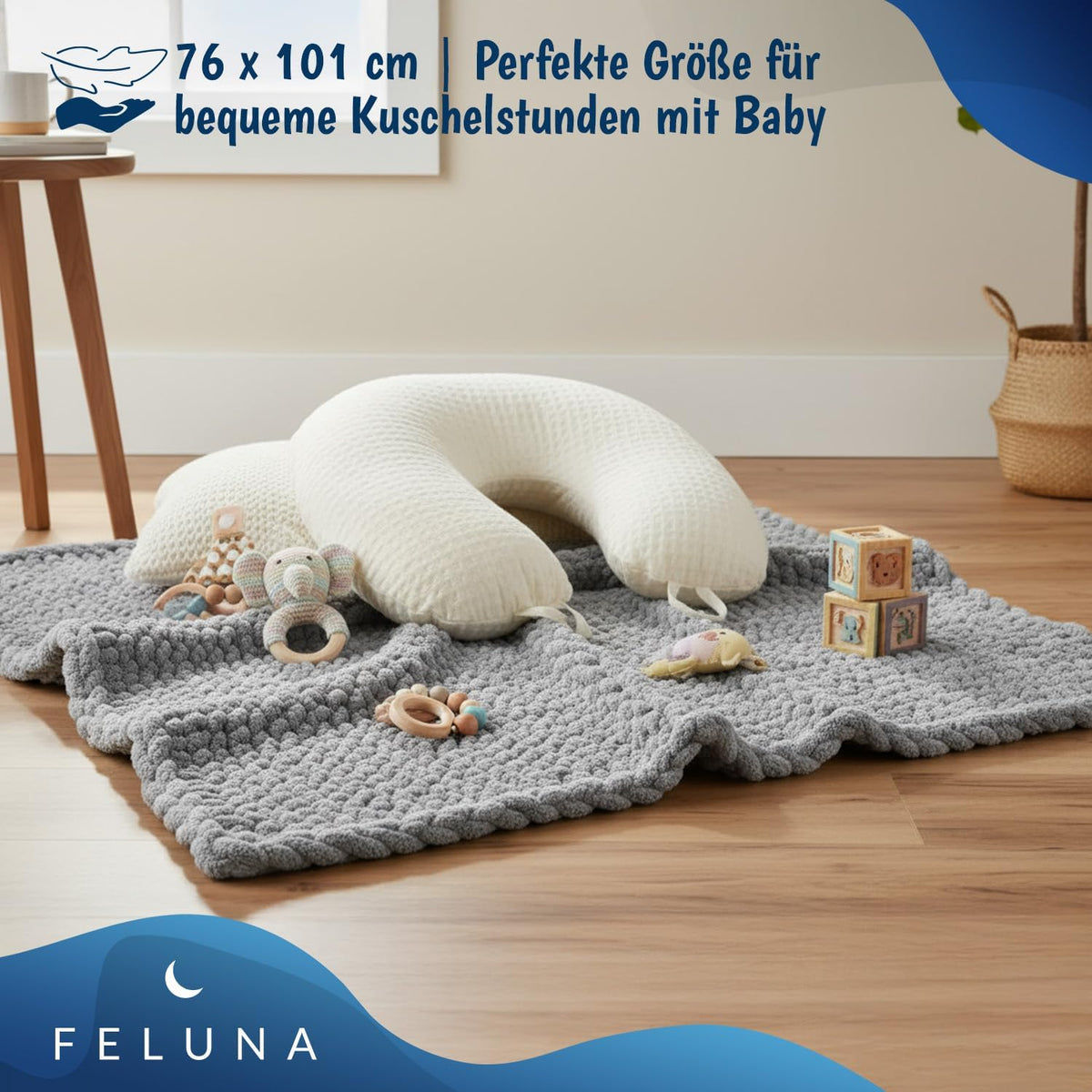 Feluna Grobstrickdecke Hellgrau #Farbe_Hellgrau