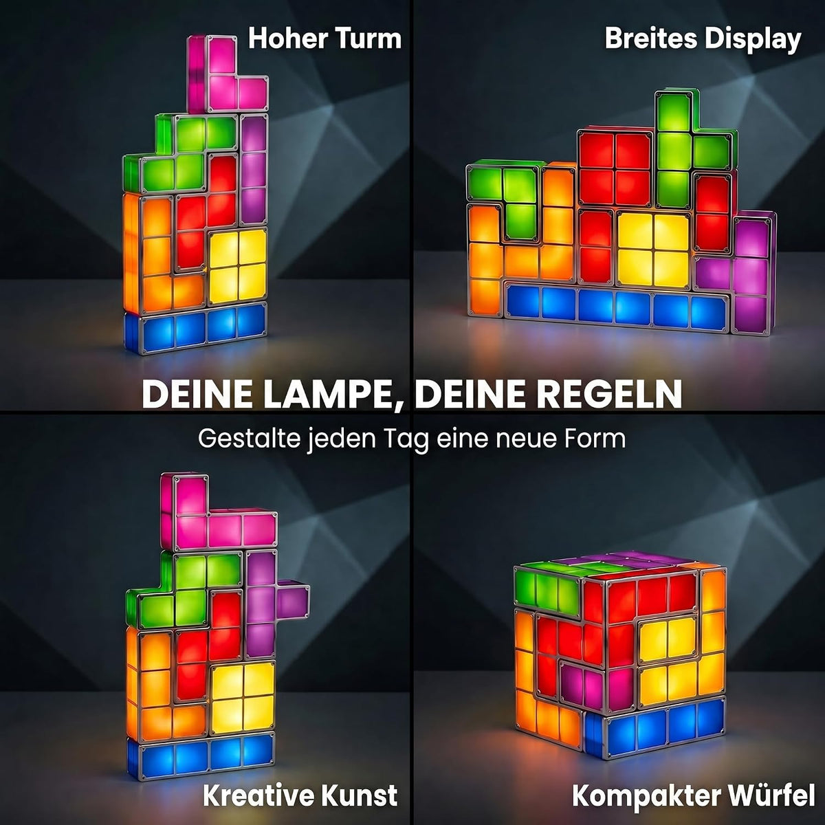 Tetris Lampe – Stapelbare 7-teilige LED-Tischleuchte für Gamer