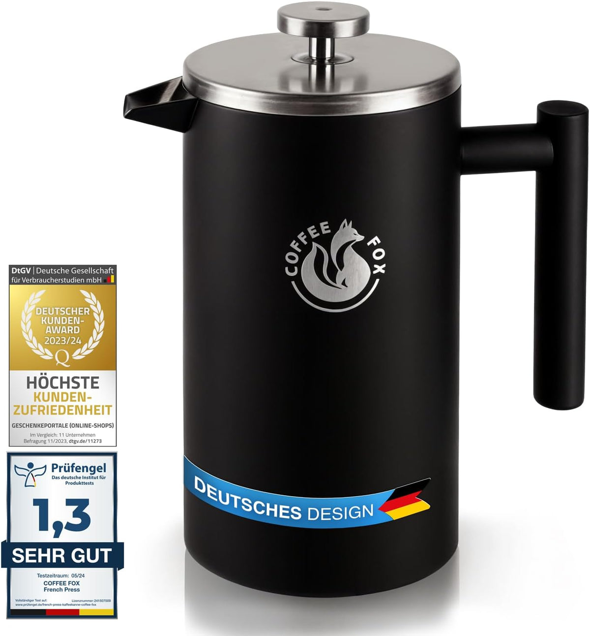 Edelstahl French Press 350ml - Bruchfeste Kaffeebereiter Kanne