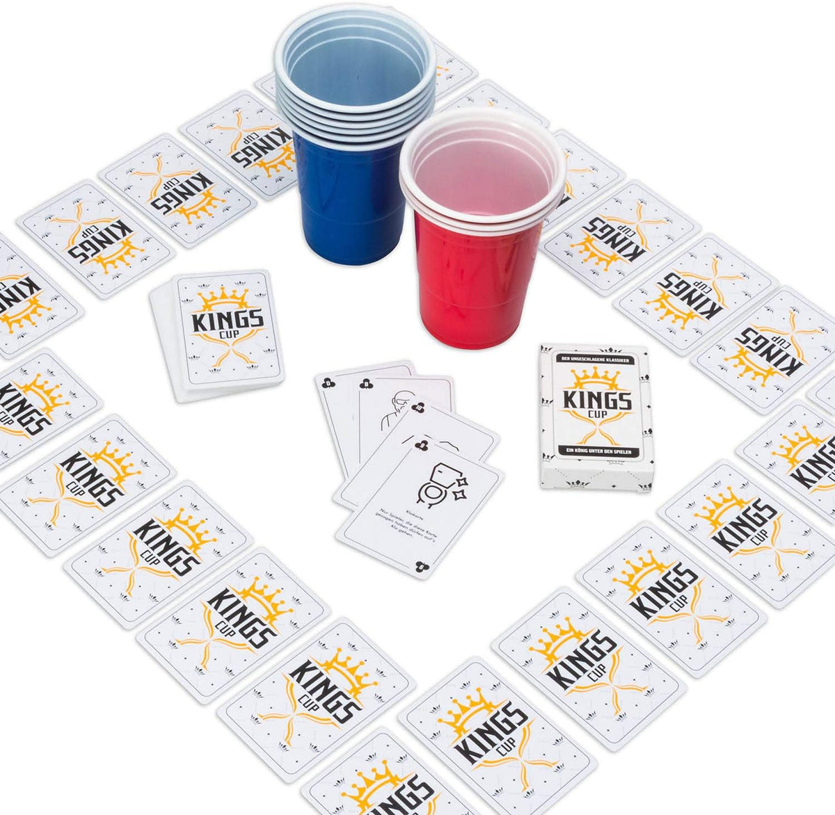 Trinkspiel Set mit 100 Partybechern & Kartenspiel für Beer Pong