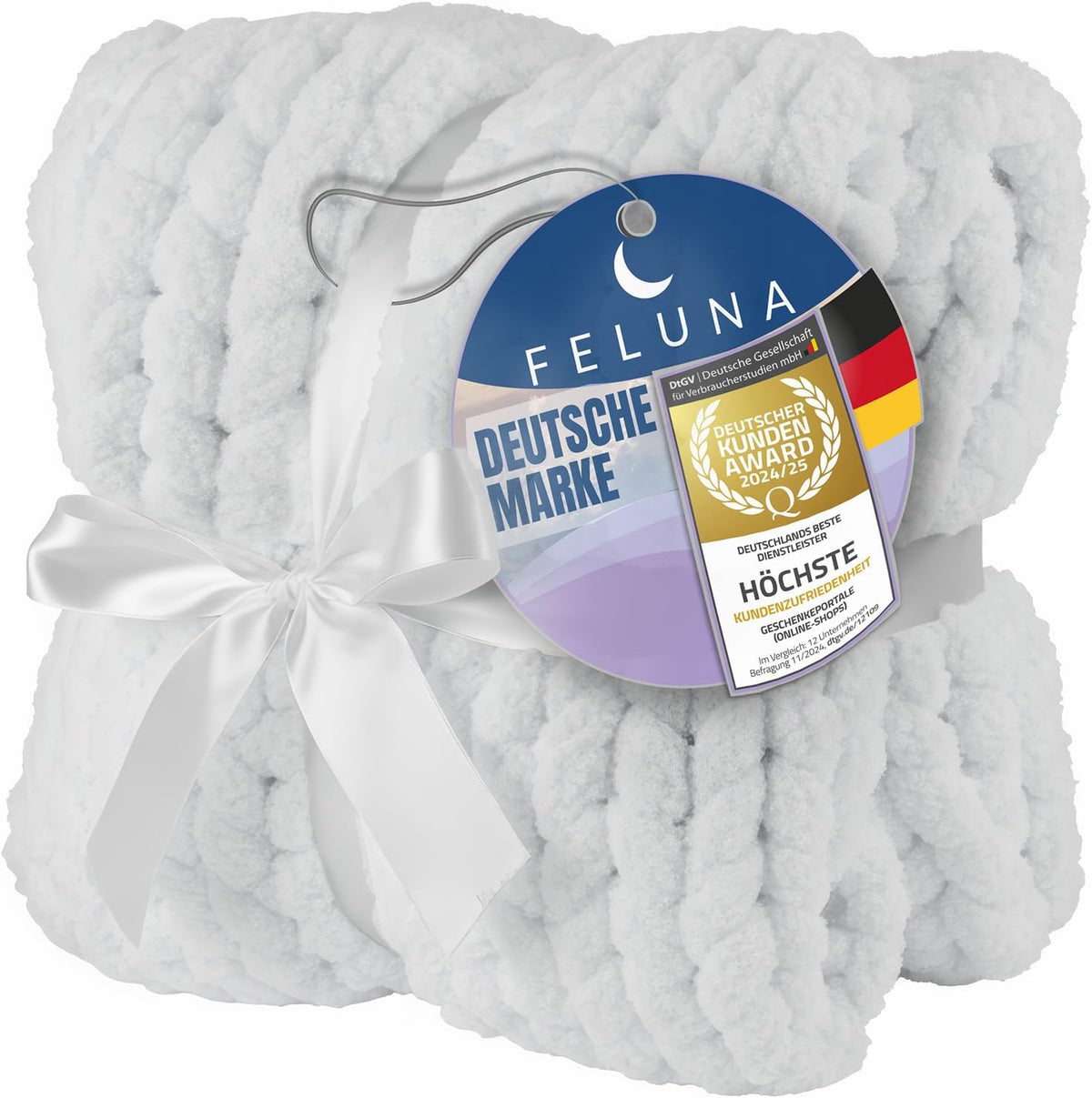 Feluna Grobstrickdecke Weiß #Farbe_Weiß