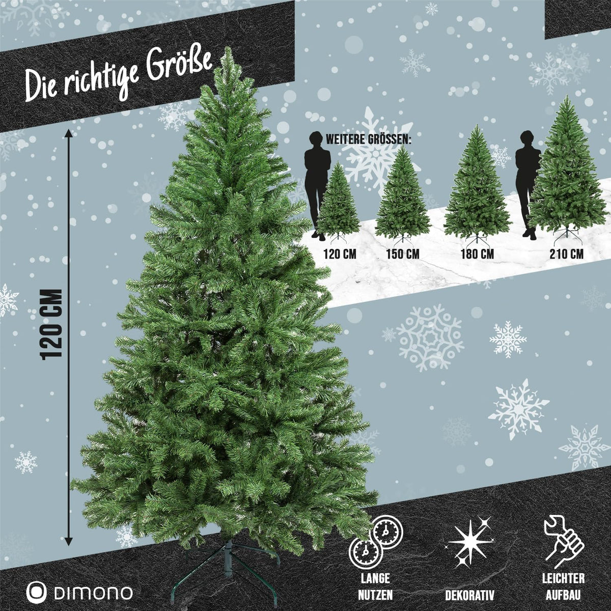 Künstlicher Weihnachtsbaum 180cm - Dichter Tannenbaum mit Ständer