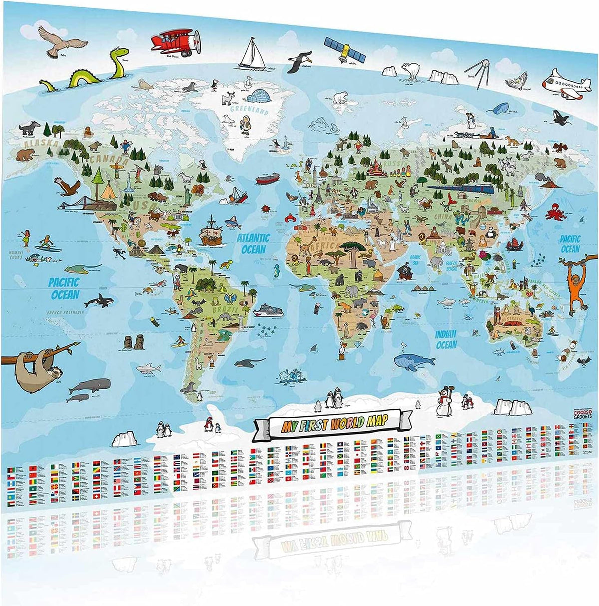 Kinder Weltkarte XXL - 140x100cm Lernposter für Kinder