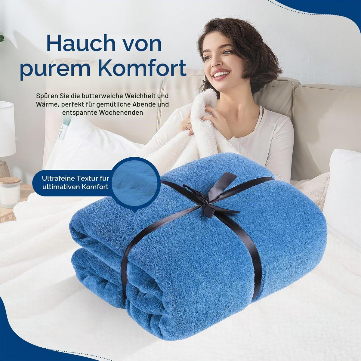 Feluna XXL Kuscheldecke 220x200 cm – Kuschelweiche Wohndecke Grau
